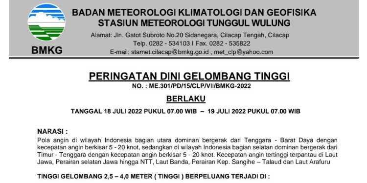 peringatan dini gelombang tinggi